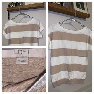 Loft - Medium - Striped Knit T-Shirt